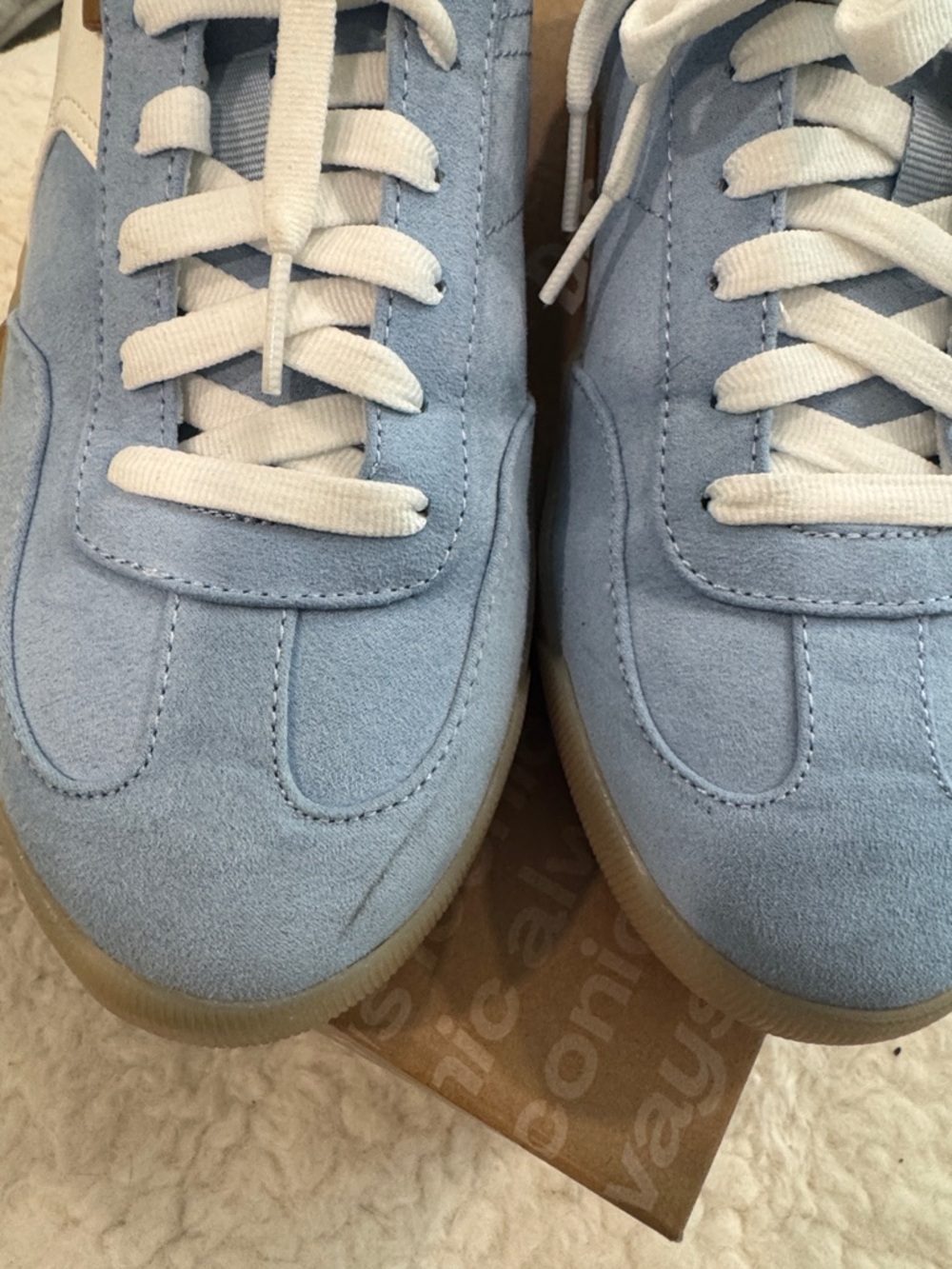Dr. Scholl's Light Blue Suede Lace-Up Sneakers with White Accents - Picture 2 of 7